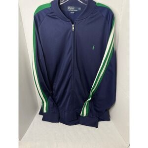 Polo Ralph Lauren Mens Track Jacket Navy Blue Green Stripe Zip Up XXL